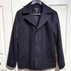 NWOT Claiborne Men's Coat Jacket Woll Dark Grey Charcoal